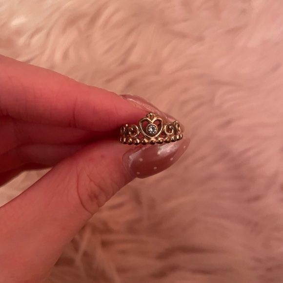 BOGO Pandora Gold Heart Crown Ring with Diamond Accent - Picture 3 of 5